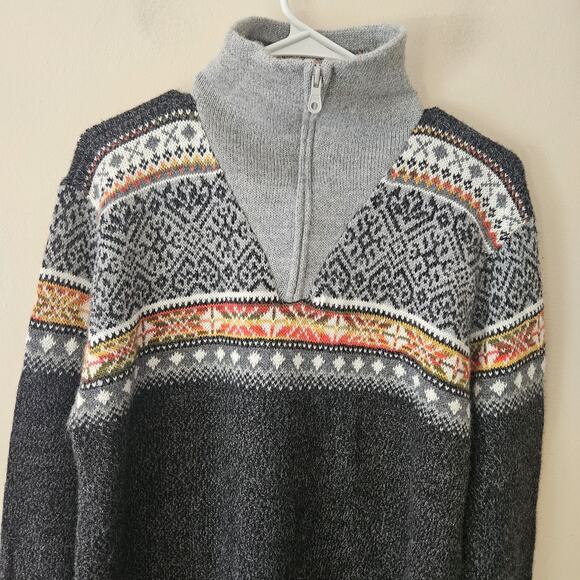 Artesanias Alpaca Blend 1/4 Quarter Zip Mock Sweater Fair Isles Men's Large - Picture 3 of 10